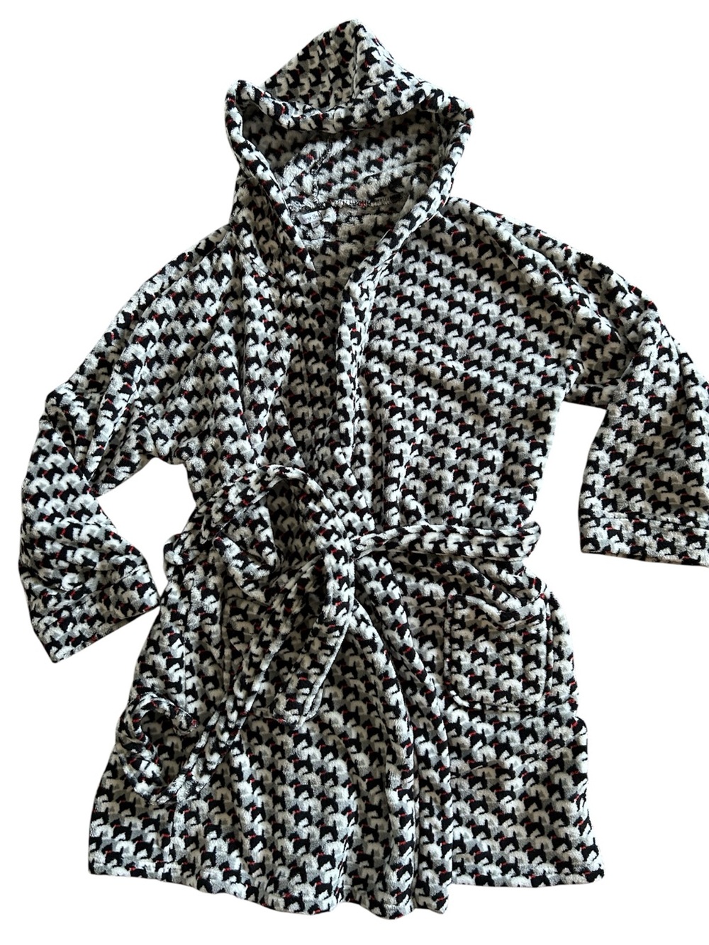 Vera Bradley Hooded Wrap Robe Scottie dog print size L/XL fleecy soft cozy - Picture 3 of 12